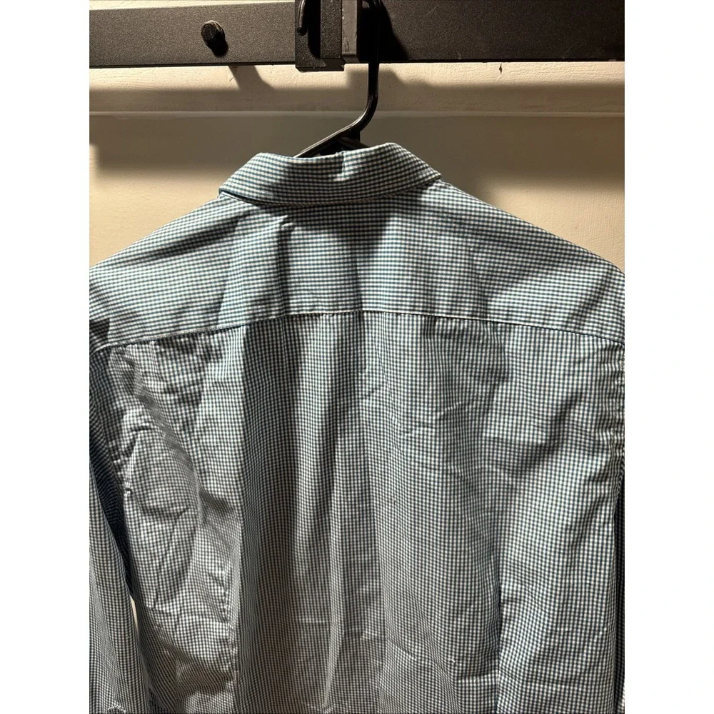 Banana Republic Non-iron Slim Fit Long Sleeve Mens Shirt L 16.5x33 Blue Check